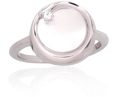 Diamond Sky Jewelry Sidabrinis žiedas su cirkoniais ir perlamutru „Falling Star“
