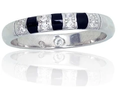 Diamond Sky Jewelry Sidabrinis žiedas su cirkoniais ir emaliu „Domino“