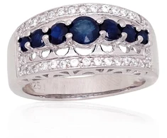 Diamond Sky Jewelry Sidabrinis žiedas su cirkoniais ir safyrais „Sultan“