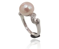 Diamond Sky Jewelry Sidabrinis žiedas su cirkoniais ir perlais „Dawn Pearl“