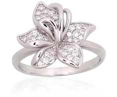 Diamond Sky Jewelry Sidabrinis žiedas su cirkoniais „Flower II“