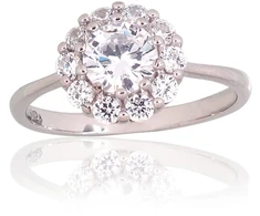 Diamond Sky Jewelry Sidabrinis žiedas su cirkoniais „Akmeninė Gėlė VII“