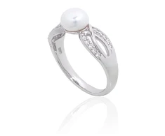 Diamond Sky Jewelry Sidabrinis žiedas su cirkoniais ir perlais „Silk Route“