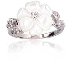 Diamond Sky Jewelry Sidabrinis žiedas su cirkoniais ir perlamutru „Moonlit Petal“