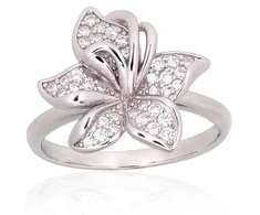 Diamond Sky Jewelry Sidabrinis žiedas su cirkoniais „Flower II“