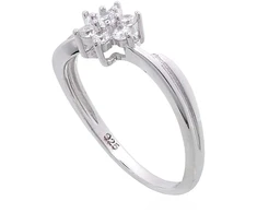 Diamond Sky Jewelry Sidabrinis žiedas su cirkoniais „Akmeninė Gėlė V“