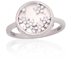 Diamond Sky Jewelry Sidabrinis žiedas su cirkoniais ir perlamutru „Star Cluster“