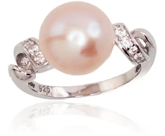 Diamond Sky Jewelry Sidabrinis žiedas su cirkoniais ir perlais „Dawn Pearl“