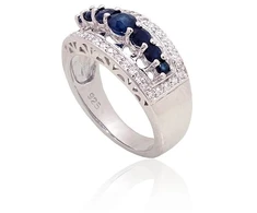 Diamond Sky Jewelry Sidabrinis žiedas su cirkoniais ir safyrais „Sultan“
