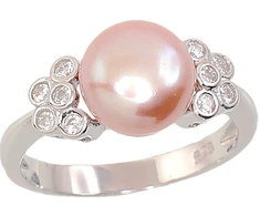 Diamond Sky Jewelry Sidabrinis žiedas su cirkoniais ir perlais „Dawn Pearl III“