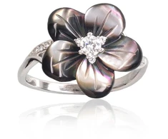 Diamond Sky Jewelry Sidabrinis žiedas su cirkoniais ir perlamutru „Nightshade“
