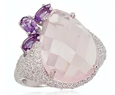 Diamond Sky Jewelry Sidabrinis žiedas su cirkoniais, ametistais ir kvarcu „Siren“