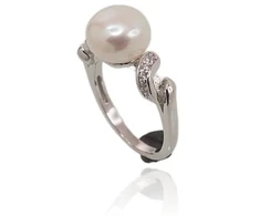 Diamond Sky Jewelry Sidabrinis žiedas su cirkoniais ir perlais „Dawn Pearl II“