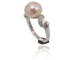 Diamond Sky Jewelry Sidabrinis žiedas su cirkoniais ir perlais „Dawn Pearl“