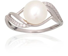 Diamond Sky Jewelry Sidabrinis žiedas su cirkoniais ir perlais „Lunar Orbit II“
