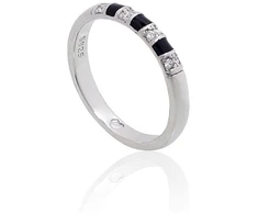 Diamond Sky Jewelry Sidabrinis žiedas su cirkoniais ir emaliu „Domino“