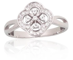 Diamond Sky Jewelry Sidabrinis žiedas su cirkoniais „Akmeninė Gėlė IV“