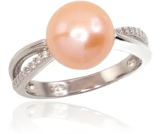 Diamond Sky Jewelry Sidabrinis žiedas su cirkoniais ir perlais „Sunrise Pearl“
