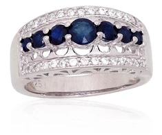 Diamond Sky Jewelry Sidabrinis žiedas su cirkoniais ir safyrais „Sultan“