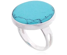 Diamond Sky Jewelry Sidabrinis žiedas su turkiu „Turquoise Moon“