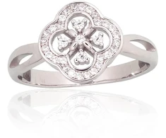 Diamond Sky Jewelry Sidabrinis žiedas su cirkoniais „Akmeninė Gėlė IV“