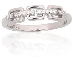 Diamond Sky Jewelry Sidabrinis žiedas su cirkoniais „Crystal Geometry“