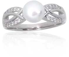 Diamond Sky Jewelry Sidabrinis žiedas su cirkoniais ir perlais „Silk Route“