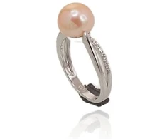 Diamond Sky Jewelry Sidabrinis žiedas su cirkoniais ir perlais „Sunrise Pearl“