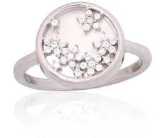 Diamond Sky Jewelry Sidabrinis žiedas su cirkoniais ir perlamutru „Star Cluster“