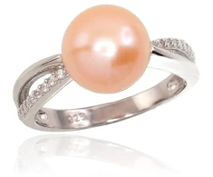 Diamond Sky Jewelry Sidabrinis žiedas su cirkoniais ir perlais „Sunrise Pearl“