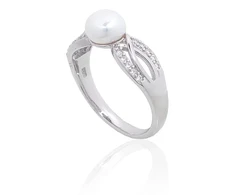 Diamond Sky Jewelry Sidabrinis žiedas su cirkoniais ir perlais „Silk Route“