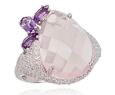 Diamond Sky Jewelry Sidabrinis žiedas su cirkoniais, ametistais ir kvarcu „Siren“