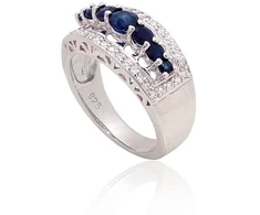 Diamond Sky Jewelry Sidabrinis žiedas su cirkoniais ir safyrais „Sultan“