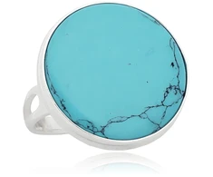 Diamond Sky Jewelry Sidabrinis žiedas su turkiu „Turquoise Moon“