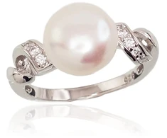 Diamond Sky Jewelry Sidabrinis žiedas su cirkoniais ir perlais „Dawn Pearl II“