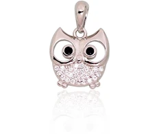 Diamond Sky Jewelry Vaikiškas sidabrinis pakabukas su cirkoniais „Owl IV“