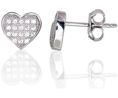Diamond Sky Jewelry Vaikiški sidabriniai auskarai su cirkoniais „Two Hearts V“