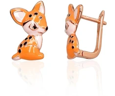 Diamond Sky Jewelry Vaikiški sidabriniai auskarai su emaliu „Foxes“