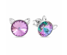 Diamond Sky Jewelry Vaikiški sidabriniai auskarai moterims DiamondSky „Katė (Vitrail Light)„ su Swarovski kristalais