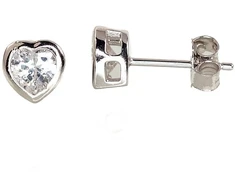 Diamond Sky Jewelry Vaikiški sidabriniai auskarai-vinukai su cirkoniais „Two Hearts“