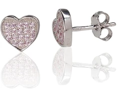 Diamond Sky Jewelry Vaikiški sidabriniai auskarai su cirkoniais „Two Hearts IV“