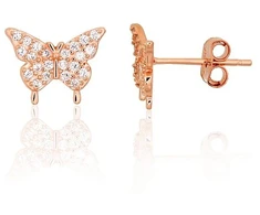 Diamond Sky Jewelry Vaikiški sidabriniai auskarai su cirkoniais „Tender Flight“