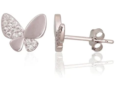 Diamond Sky Jewelry Vaikiški sidabriniai auskarai-vinukai su cirkoniais „Butterflies“