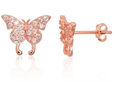 Diamond Sky Jewelry Vaikiški sidabriniai auskarai-vinukai su cirkoniais „Auksinis Drugelis“