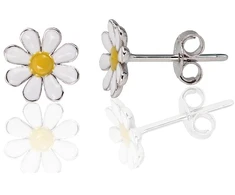 Diamond Sky Jewelry Vaikiški sidabriniai auskarai su emaliu „Romashka“