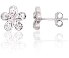 Diamond Sky Jewelry Vaikiški sidabriniai auskarai-vinukai su cirkoniais „Auksinė Gėlė VIII“