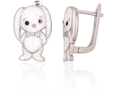Diamond Sky Jewelry Vaikiški sidabriniai auskarai su emaliu „Snow Hare“