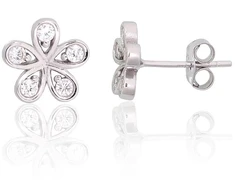 Diamond Sky Jewelry Vaikiški sidabriniai auskarai-vinukai su cirkoniais „Auksinė Gėlė VIII“