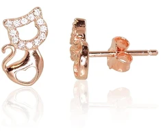 Diamond Sky Jewelry Vaikiški sidabriniai auskarai su cirkoniais „Katė VI“