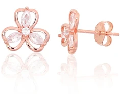 Diamond Sky Jewelry Vaikiški sidabriniai auskarai-vinukai su cirkoniais „Auksinė Gėlė V“